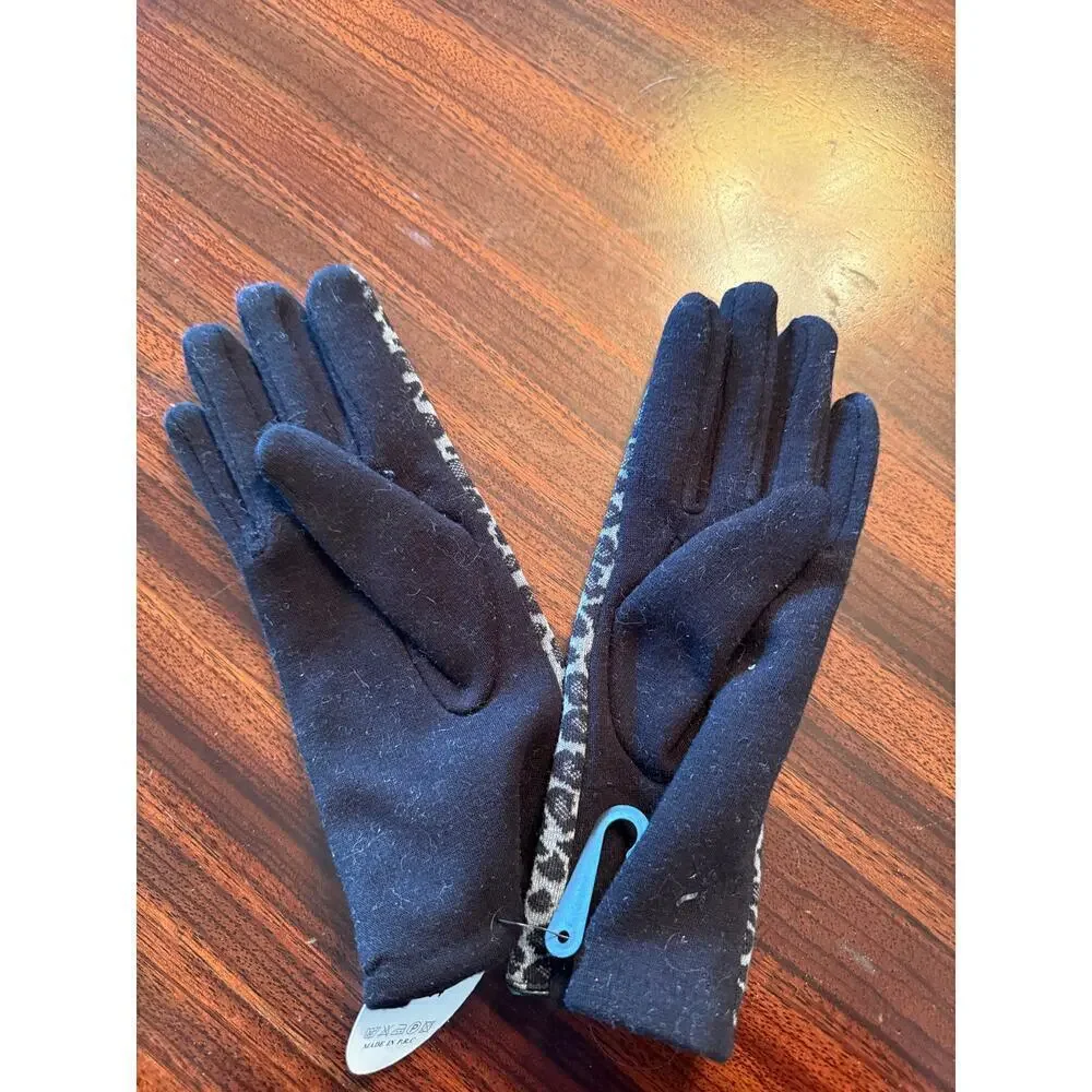 Full House Plus Black Gray Animal Print Fashion Gloves Bows One Size NWT